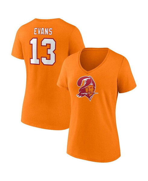 Women's Mike Evans Orange Tampa Bay Buccaneers Player Icon Name and Number V-Neck T-shirt