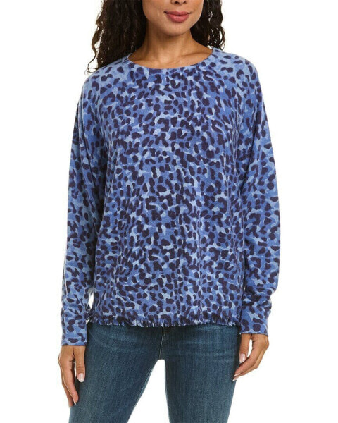 Incashmere Ombre Animal Print Cashmere Pullover Women's Blue S