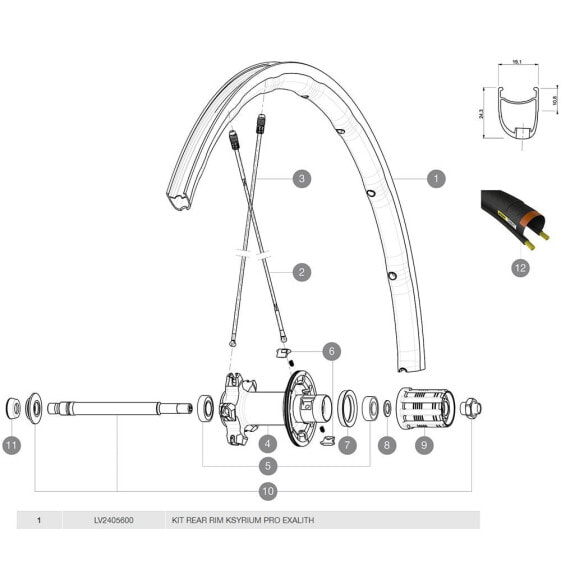 MAVIC Ksyrium Pro Exalith 17C Rear Rim Kit