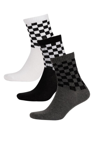 Erkek 3'lü Pamuklu Soket Çorap