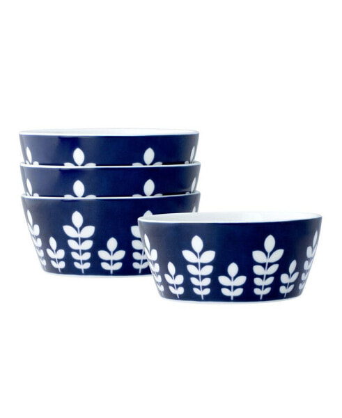 Bluefjord Floral 4 Piece Fruit Bowls Set, Service for 4