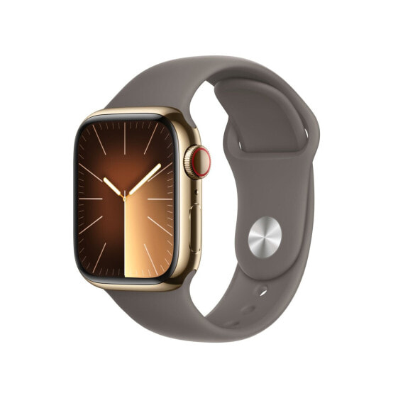 Apple Watch Series 9 Edelstahl Gold"Gold 41 mm M/L (150-200 mm Umfang) Tonbraun GPS + Cellular