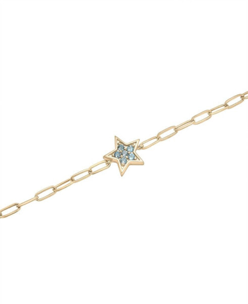 London Blue Topaz Star Cluster Ankle Bracelet (1/5 ct. t.w.) in 14k Gold-Plated Sterling Silver