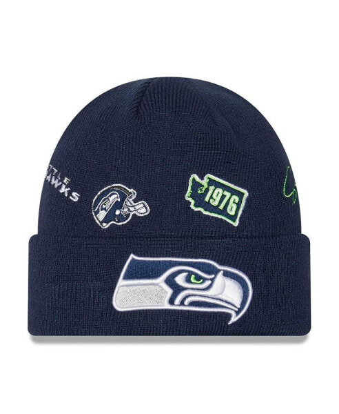 Men's College Navy Seattle Seahawks Identity Cuffed Knit Hat