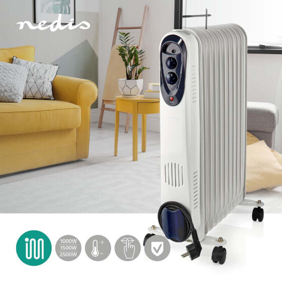 Nedis HTOI30WT11 - Oil electric space heater - Oil - 1.5 m - Indoor - Floor - White