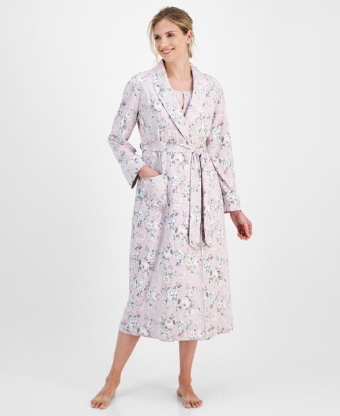 Women's Cotton Floral-Print Tie-Waist Robe, Created for Macy's