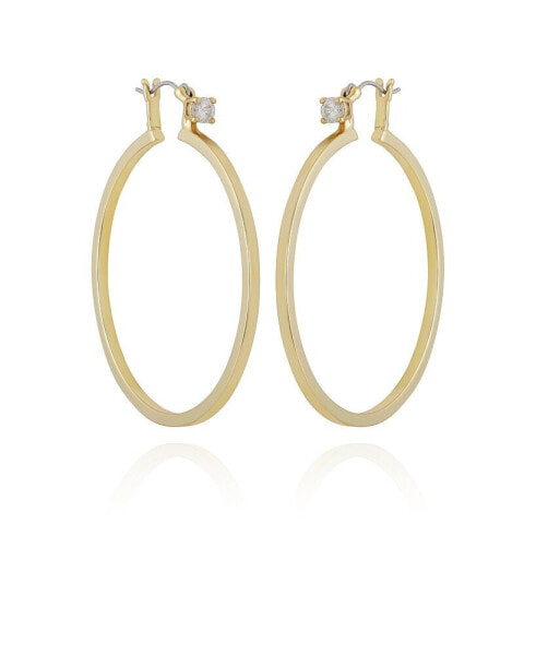 Gold-Tone Cubic Zirconia Large Hoops Earrings