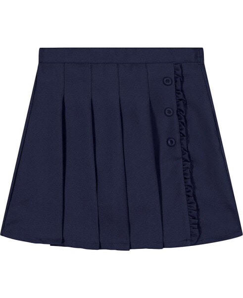 Little Girls Uniform Pleated Scooter with Ruffle Skorts