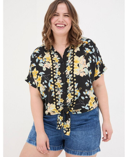 Блузка FatFace plus Size Cali с цитрусовым цветочным принтом