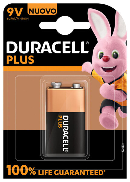 Батарейка Duracell Plus 100 - 9V Alkali - 1 шт. - Цвет бежевый/черный