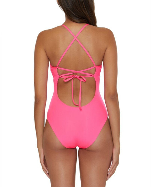 Women's Fiesta Plunge Crochet One-Piece Swimsuit