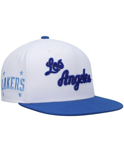 Men's White and Royal Los Angeles Lakers Hardwood Classics Snapback Hat
