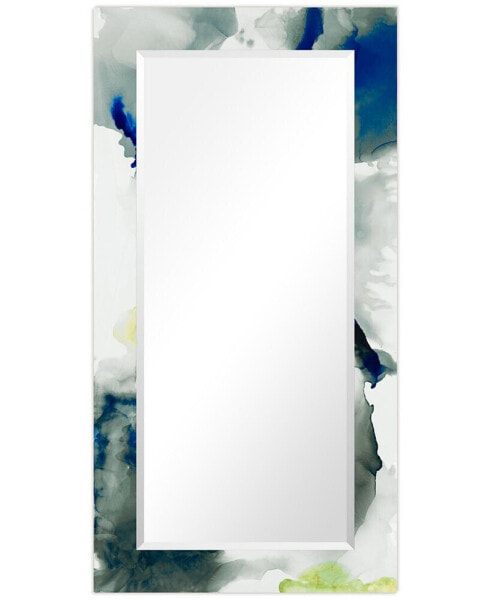 'Ephemeral' Rectangular On Free Floating Printed Tempered Art Glass Beveled Mirror, 54" x 28"