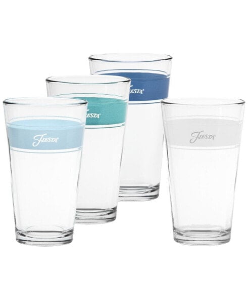 Coastal Blues Frame 16-Ounce Tapered Cooler Glass Set of 4