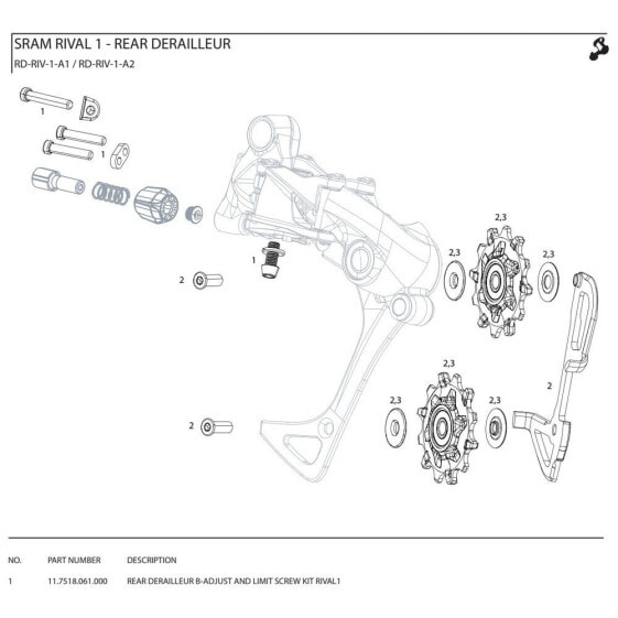 SRAM Rear Derailleur Rival 1 B-Adjust And Limit Screw Kit Set