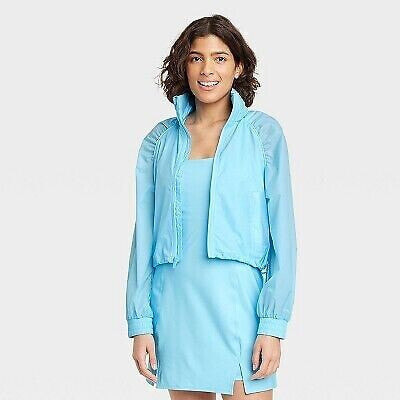 Women's Windbreaker Full Zip Jacket - All In Motion Light Blue S