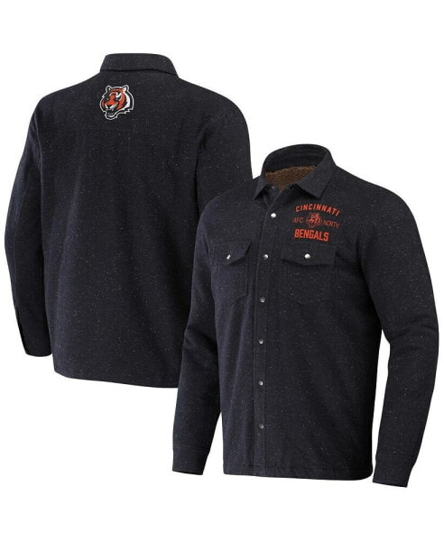 Men's NFL x Darius Rucker Collection by Charcoal Cincinnati Bengals Shacket Full-Snap Jacket