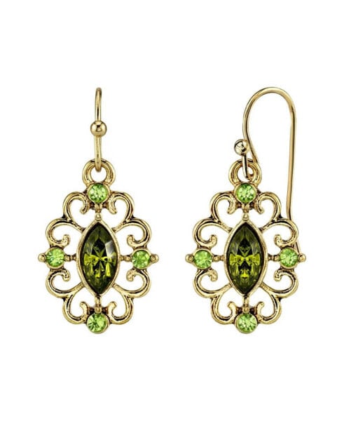 Olivine Green Crystal Drop Earrings