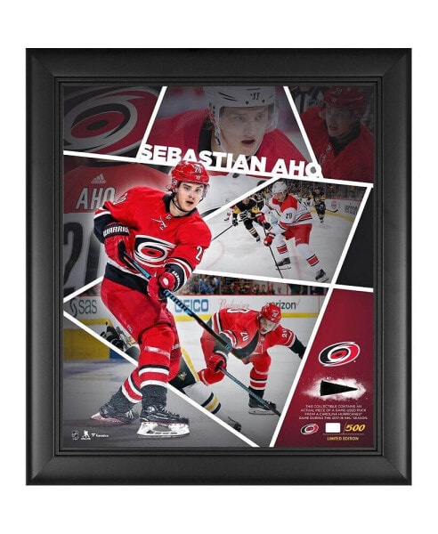 Sebastian Aho Carolina Hurricanes Framed 15'' x 17'' Impact Player Collage with a Piece of Game-Used Puck - Limited Edition of 500