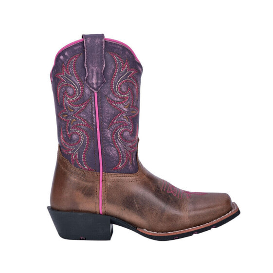 Ботинки для девочек Дэн Пост Мэджестй ковбойские на квадратном носке Тоддлер Каубойские коричневые фиолетовые - модель Majesty Square Toe Cowboy Toddler Girls Дэн Пост Boots