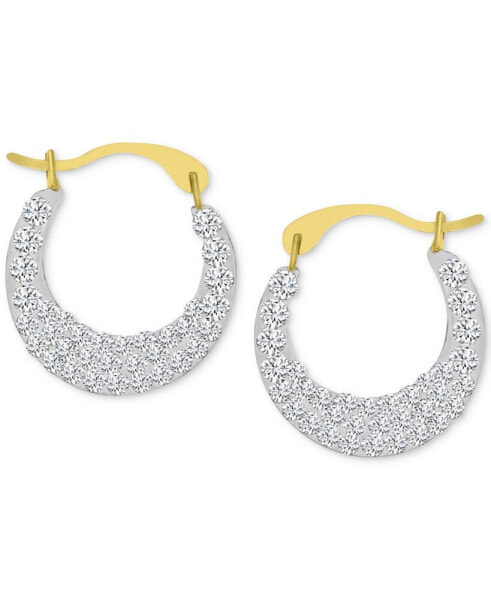 Crystal Pavé Small Hoop Earrings in 10k Gold, 0.61"