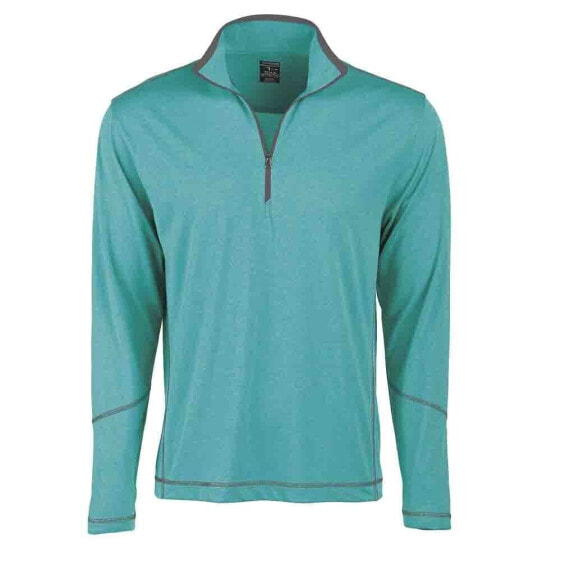 Page & Tuttle Coverstitch Heather Mock Neck Long Sleeve 14 Zip Pullover Top Mens