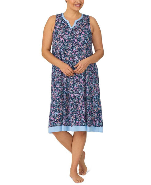 Plus Size Sleeveless Split-Neck Nightgown