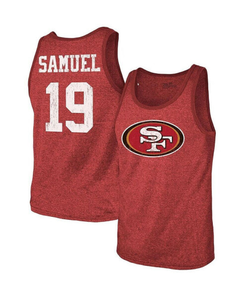 Men's Threads Deebo Samuel Scarlet San Francisco 49ers Player Name and Number Tri-Blend Tank Top