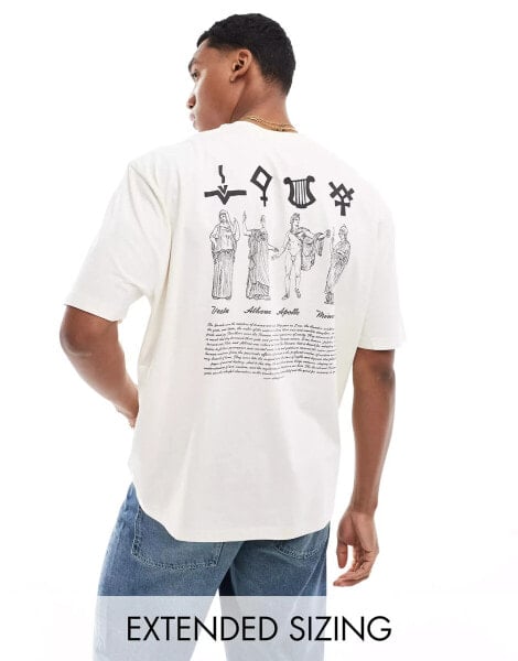 ASOS DESIGN oversized t-shirt in off white with mythological back print