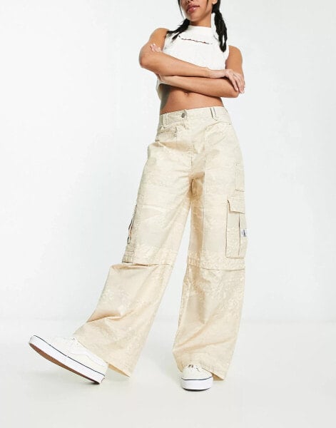 Calvin Klein Jeans loose cargo pants in landscape print