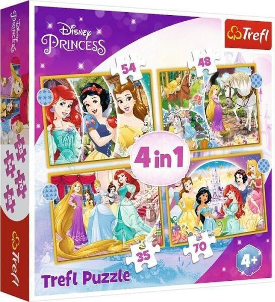 Trefl Puzzle 4w1 35,48,54,70el Szczęśliwy dzień. Księżniczki. Princess 34385 Trefl p8