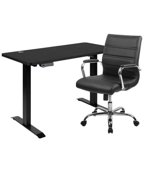48" Wide Electric Adjustable Standing Desk & Swivel Office Chair
