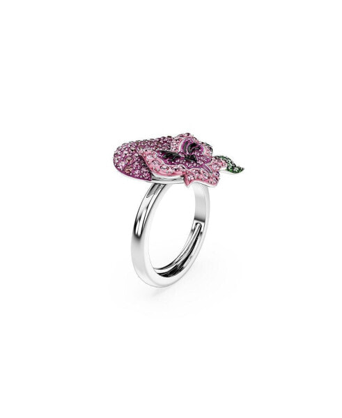 Flower, Multicolored, Rhodium Plated Alice In Wonderland Cocktail Ring