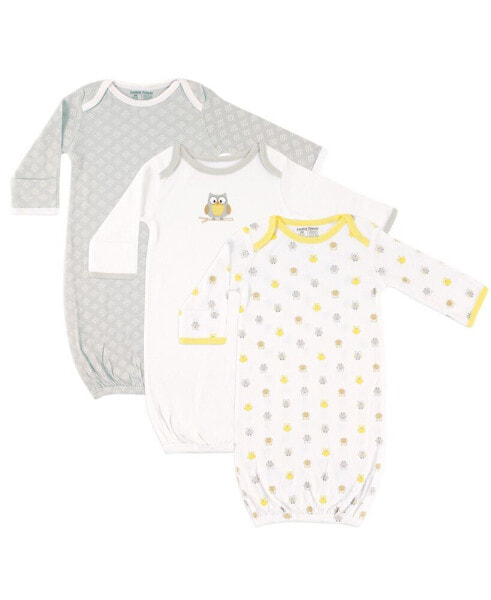 Baby Baby Unisex Cotton Gowns, Owl, 0-6 Months