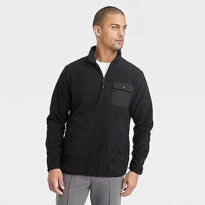 Men's Quarter-Zip Fleece Sweatshirt - Goodfellow & Co Black XXL
