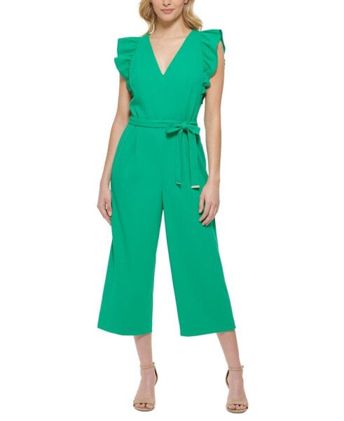 Petite Ruffle-Sleeve Jumpsuit