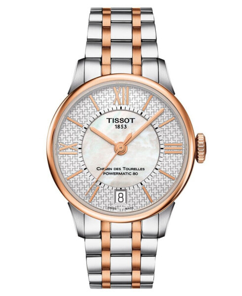 Women's Swiss Automatic Chemin des Tourelles Powermatic 80 Helvetic Pride Two-Tone Stainless Steel Bracelet Watch 32mm