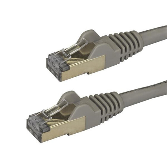 StarTech.com 0.50m CAT6a Ethernet Cable - 10 Gigabit Shielded Snagless RJ45 100W PoE Patch Cord - 10GbE STP Network Cable w/Strain Relief - Grey Fluke Tested/Wiring is UL Certified/TIA - 0.5 m - Cat6a - U/FTP (STP) - RJ-45 - RJ-45