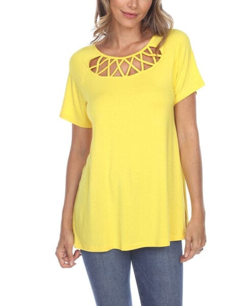 Women's Crisscross Cutout Short Sleeve Top