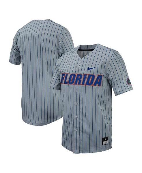 Футболка мужская Nike Реплика майка Florida Gators серого цвета с полосками Full-Button Baseball Jersey