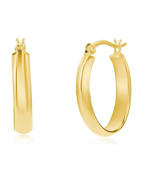 Sterling Silver or Gold Plated over Sterling Silver 9x25mm Oval Hoop Earrings