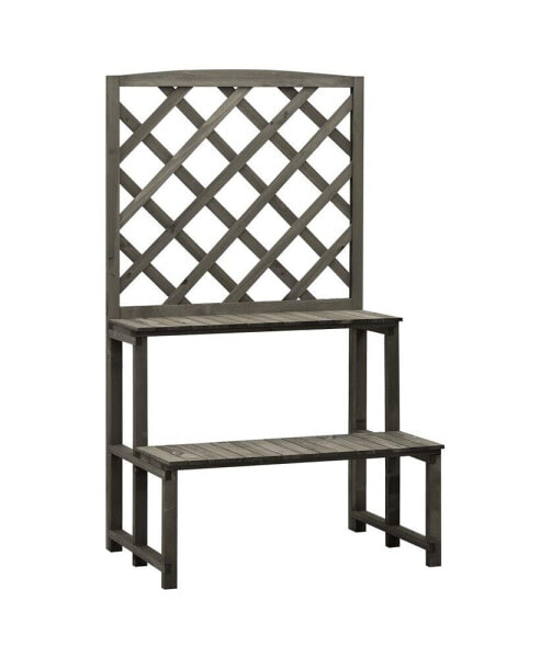 Plant Stand with Trellis Gray 27.6"x16.5"x47.2" Solid Firwood