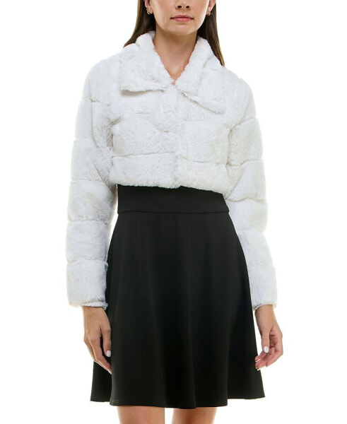 Juniors' Faux Fur Cropped Jacket