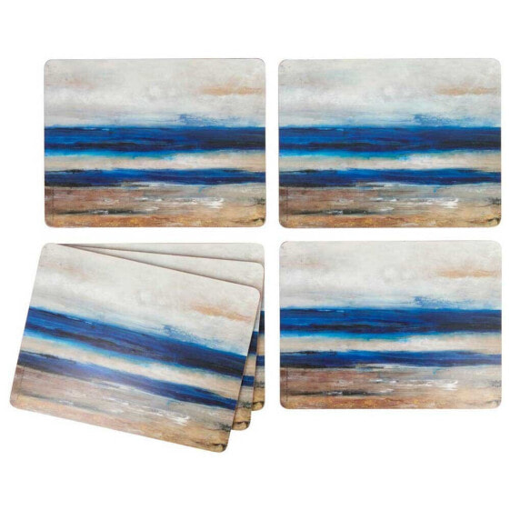 CREATIVE TOPS Blue Absract Premium Pack Of 6 Placemats