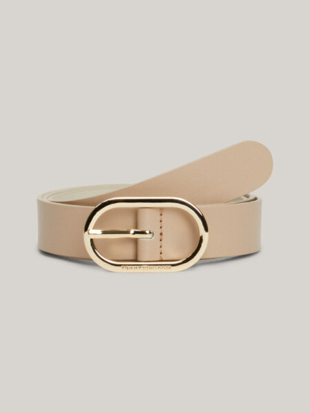 Leather Oval Buckle Belt