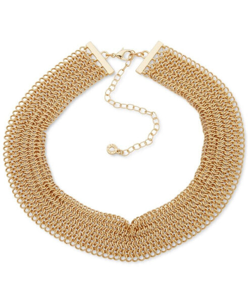 Gold-Tone Chunky Mesh Statement Collar Necklace, 16" + 3" extender