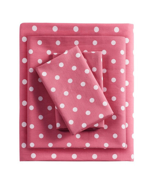 Polka Dot Cotton 4-Pc. Sheet Set, Full