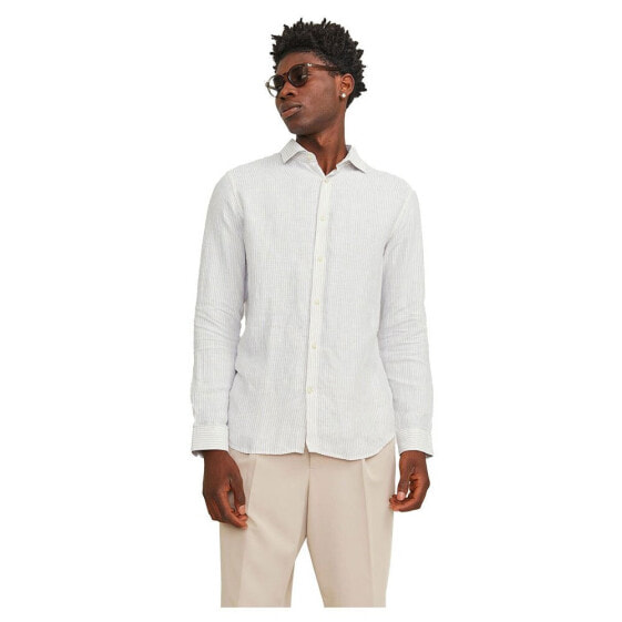 JACK & JONES Parker Linen Stripe long sleeve shirt