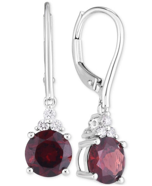 Garnet (3 ct. t.w.) & Diamond (1/8 ct. t.w.) Leverback Drop Earrings in 14k Gold (Also in London Blue Topaz & Amethyst)