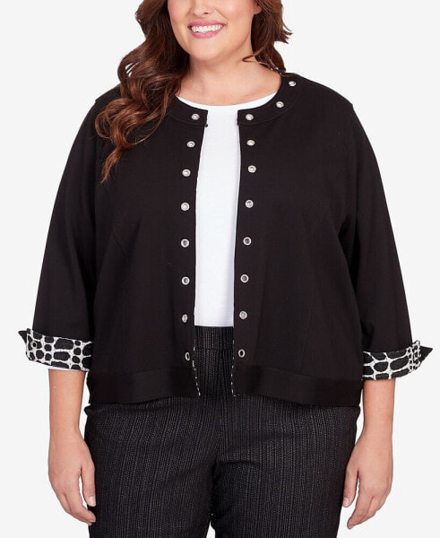 Plus Size World Traveler Ponte Jacket with Animal Trim